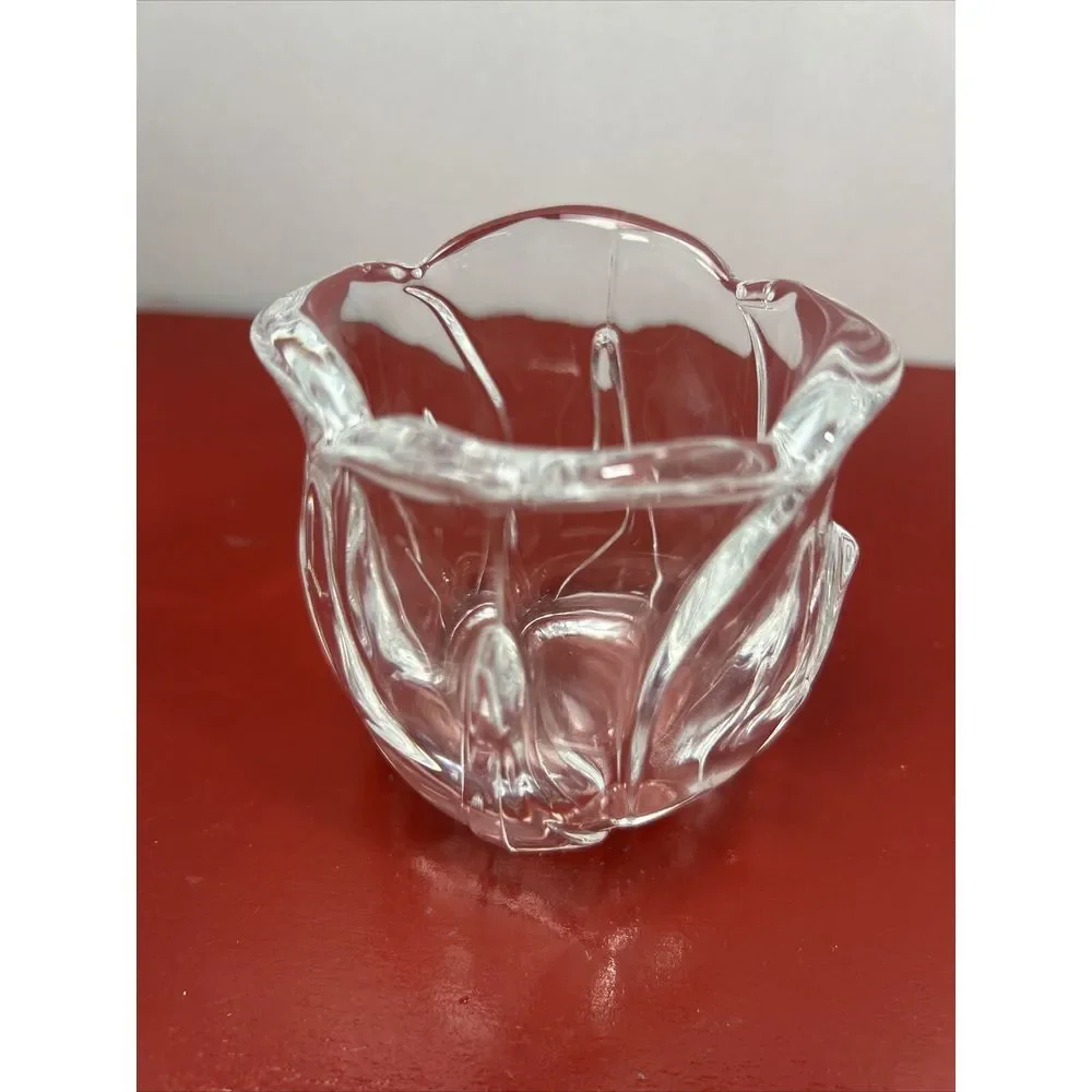 Clear Glass Rose Bud Shaped‎ Small Vase or Trinket Dish